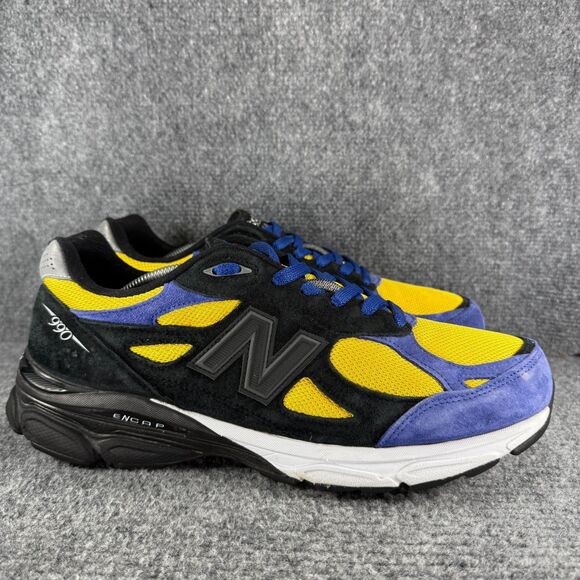 New Balance 990 Shoes Mens 12 2E Wide Black Blue Yellow Made in USA Custom - Picture 1 of 12